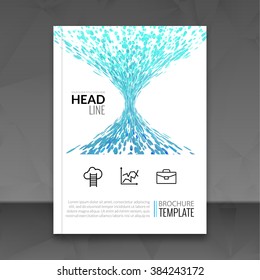 Business report design, flyer template, background with colorful dots. Brochure Cover template mockup layout, vector illustration.