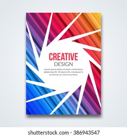 Business report design, flyer template, background with colorful lines. Brochure Cover flyer template mockup layout, vector.