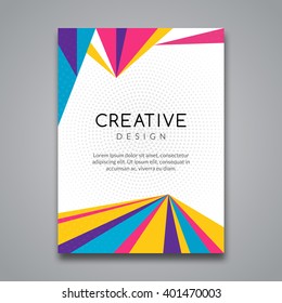 Business report design, flyer template, background with colorful lines. Brochure Cover flyer template mockup layout, vector.