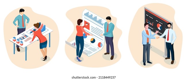Business report, document with paper and digital. Charts graphs on a paper or screen. Accounting, analysis, research, planning, audit, report, management. Vector illustration