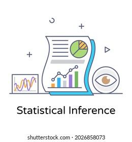 Business report with eye, statistical inference icon