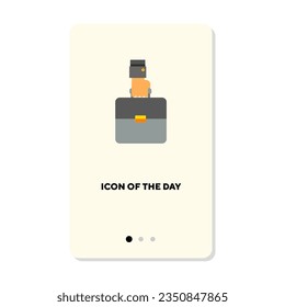 Icono de vector plano de informe empresarial. Mano sosteniendo el cartel aislado de la cartera de documentos. Concepto de negocio. Elementos de símbolo de ilustración vectorial para diseño web y aplicaciones