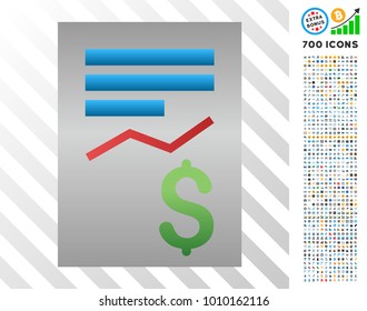 Business Report gradient pictograph with 7 hundred bonus bitcoin mining and blockchain pictures. Vector illustration style is flat iconic symbols designed for cryptocurrency apps.