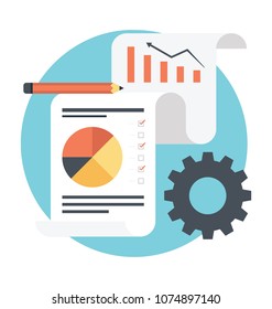 
Business report with graphs and cogwheel presenting business report planning concept
