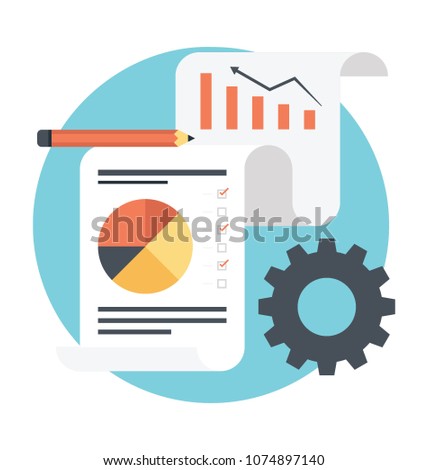 
Business report with graphs and cogwheel presenting business report planning concept
