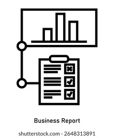 Icono de informe comercial con gráfico y lista de comprobación para evaluación