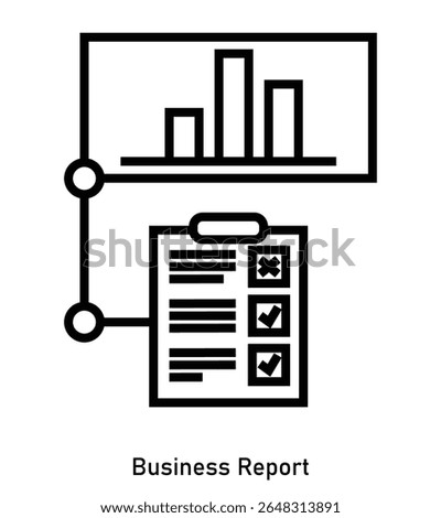 Business report icon with chart and checklist for evaluation