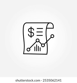 The business report icon on white background. dollar icon.