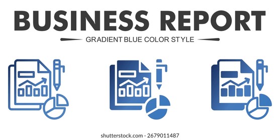 business report icon set in gradient style vector illustration