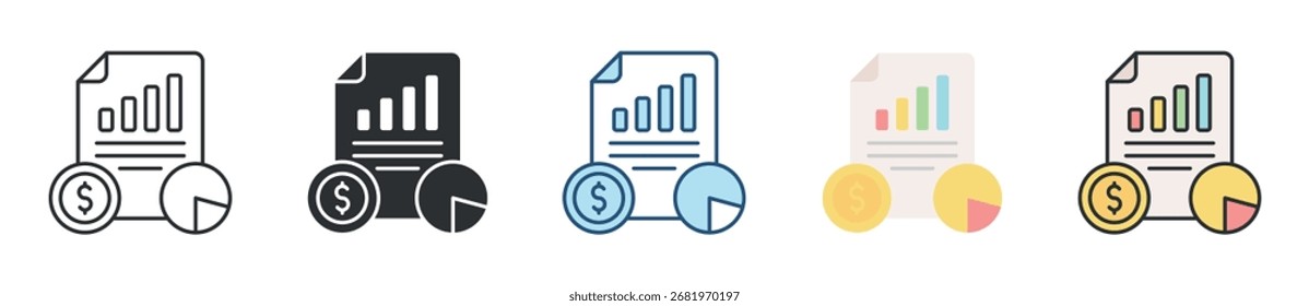 Business Report Icon Set Multiple Style Collection