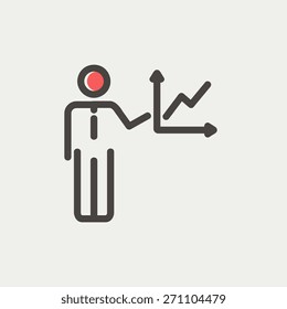 Business report icon thin line for web and mobile, modern minimalistic flat design. Vector icon with dark grey outline and offset colour on light grey background.