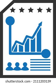 Business report icon vector isolated blue version
