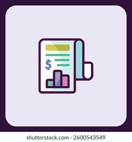 Business report illustration icon for finance and analytical data strategy