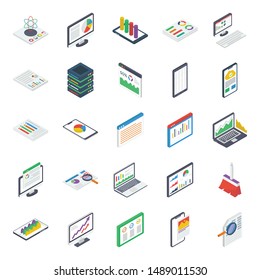 Business Report Isometric Icons Pack