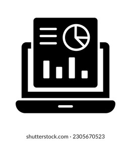 Business report with laptop denoting vector design of online business report