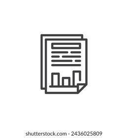 Business Report line icon. linear style sign for mobile concept and web design. Document with  chart outline vector icon. Symbol, logo illustration. Vector graphics