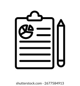 Icono de línea de informe comercial, Vector, píxel perfecto, archivo ilustrador 