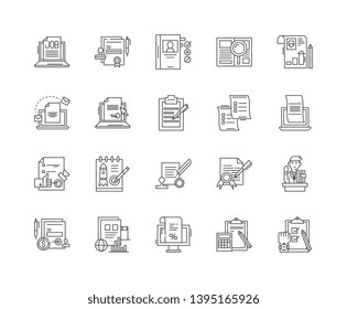 Business report line icons, signs, vector set, outline illustration concept 