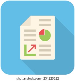 Business Report, Modern Flat Icon With Long Shadow