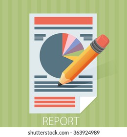 Business report paper. Modern vector illustration. Flat style design