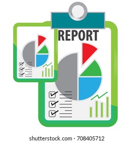Business report paper on isolated white background with simple vector illustration design