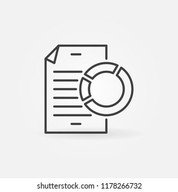 Business report with pie chart vector icon. Document with pie chart symbol in thin line style