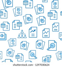 Business report seamless pattern with icons. Vector background.
