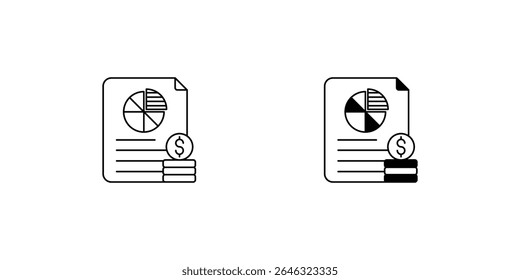 Ícone do conjunto de Relatórios Comerciais com ilustração de estoque de vetor de fundo branco