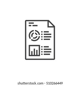 Business report symbol. Statistics And Analytics File line icon, outline vector sign, linear pictogram isolated on white. logo illustration