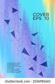 Business report template. Global network connection illustration. Interlinked nodes, atom or social media, web structure concept. Network nodes information technology concept.