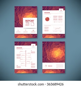 Business report template with low poly background. Project management brochure document layout for company presentations. Eps10 vector illustration.