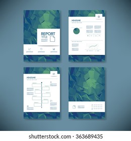 Business report template with low poly background. Project management brochure document layout for company presentations. Eps10 vector illustration.