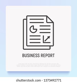 Business report thin line icon. Modern vector illustration of financial document.