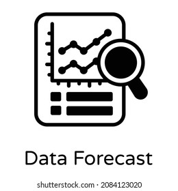 Business report under magnifying glass, data forecast icon,  svg
