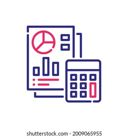 Geschäftsbericht, Vektorgrafik 2 Farben Stilsymbol. EPS10-Symbol für Webanalyse