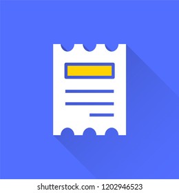 Business report vector icon with long shadow. Illustration isolated on blue background for graphic and web design.