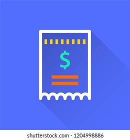 Business report vector icon with long shadow. Illustration isolated on blue background for graphic and web design.