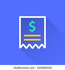 Business report vector icon with long shadow. Illustration isolated on blue background for graphic and web design.
