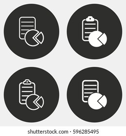 Business report vector icons set. White illustration isolated for graphic and web design.
