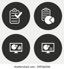 Business report vector icons set. White illustration isolated for graphic and web design.