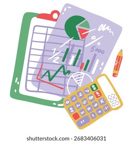 Business Report Vector Illustration. Flat Minimal Design. Editable Illustration for Web, Mobile, Print