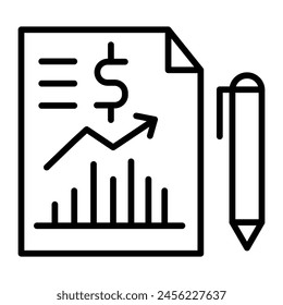 Diseño de iconos de línea de Vector de informe de negocio