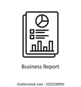 Business Report Vector Outline Icon Design Illustration. Symbol für Unternehmen und Finanzen auf weißem Hintergrund - EPS10-Datei