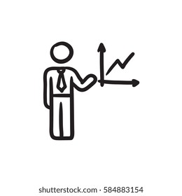 Geschäftsbericht, Vektorgrafik Symbol einzeln auf Hintergrund. Handgezeichnetes Business Report Symbol. Business Report Sketch Symbol für Infografik, Website oder App.