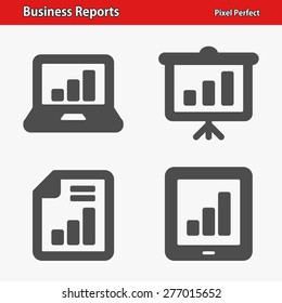 Business Reports Icons. Professional, pixel perfect icons optimized for both large and small resolutions. EPS 8 format. Designed at 32 x 32 pixels.