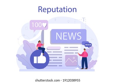 Business reputation concept. Building relationship with people and improving customer loyalty. Idea of rating and feedback. Flat vector illustration