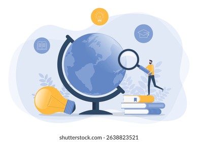 business research analysis. online education and E-learning concept. flat vector illustration