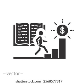 business research, education human for capital growth icon, economic development, progress career, flat vector illustration