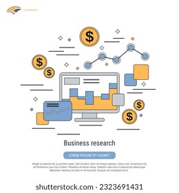 Investigación empresarial, análisis financiero, ilustración del concepto de contorno plano