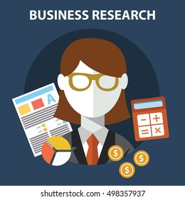 Business research flat modern design concept design